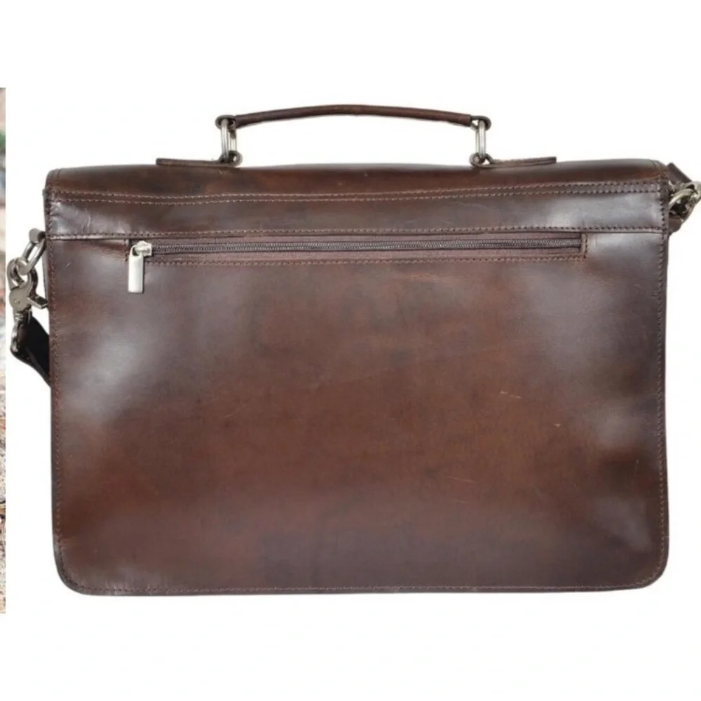 Handcrafted Full Grain Leather Briefcase for Men, Fits 15.6
